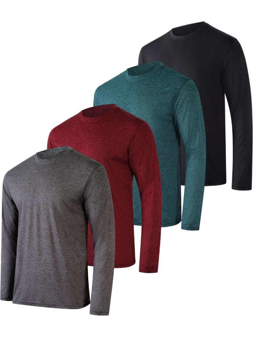 4 Pack Men's Long Sleeve Dry Fit Workout Shirts - Athletic Gym & Fishing Tees
